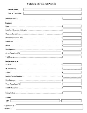 Statement of Financial Position - Blank Fillable Template | Fill Out ...