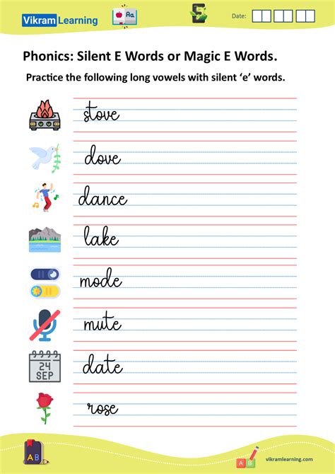 Download phonics silent e words or magic e words worksheets ...