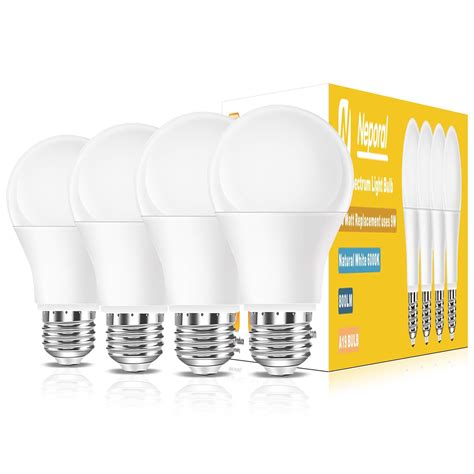 Full Spectrum Light Bulb, 6000K Natural Sunlight Bulbs, 9W 60W ...