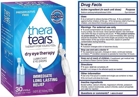 Thera Tears Dry Eye Therapy Lubricant Eye Drops & Nighttime Eye Gel .6 Fl Oz, 30 Ct. Each - Pack ...