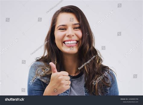 Happy Portrait Woman Thumbs Support Studio Stock Photo 2458995799 | Shutterstock