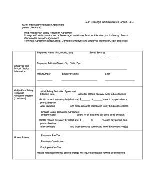 403(b) Plan Salary Reduction Agreement - Blank Fillable Template | Fill ...