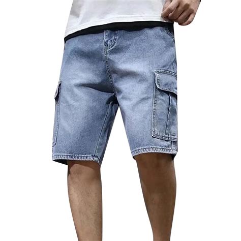 Lisingtool Clearance Jeans for Men Summer Solid Color Denim Shorts ...