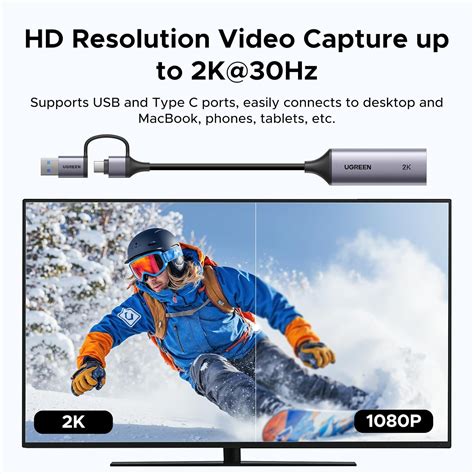 UGREEN HDMI Video Capture Card – 4K Input, 2K@30Hz / 1080P@60FPS, USB ...