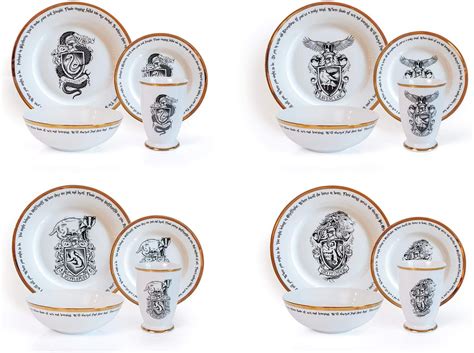 Amazon.com | Harry Potter Hogwarts House Logos 16-Piece Dinnerware Set ...