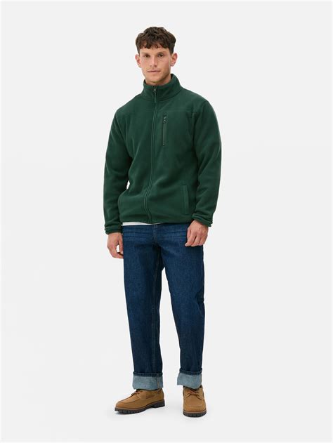 Men's Dark Green Zip-Up Fleece Jacket | Penneys