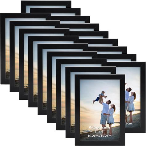 Hoikwo 18 Packs 4x6 Black Multi Plastic Picture Frames Set with Plastic ...
