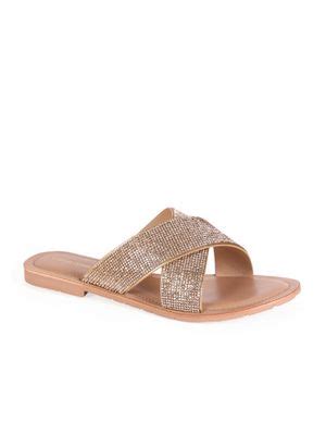 Buy CAMLEE COMFORT Gold Shimmer Glam Cross Flats (EURO 36) Online