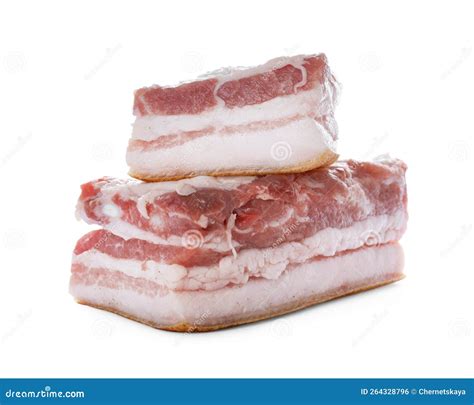 Pieces of Pork Fatback Isolated on White Stock Photo - Image of food ...
