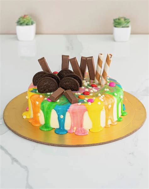 Birthday Cake Designs in Noida - Colorful Drip Cake – Creme Castle