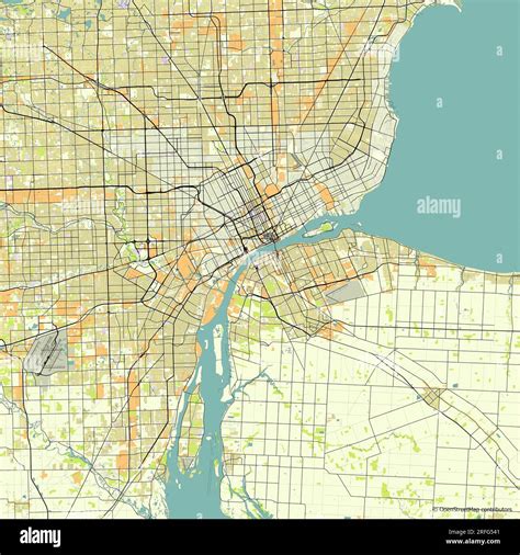 Vector city map of Detroit Michigan USA Stock Vector Image & Art - Alamy