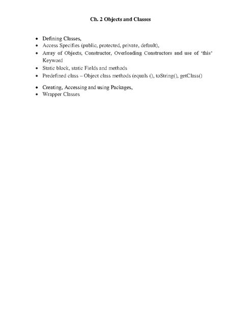 Ch 2: Understanding Java Objects and Classes Principles - Studocu