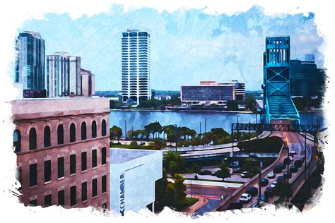 Jacksonville USA Splash Watercolor Graphic by Poster Boutique ...