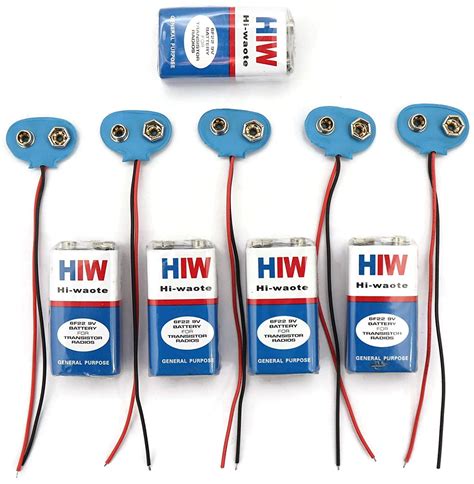 ILT Retail - (Pair of 5) COMBO Of 9v Battery And 9V Battery Connector ...