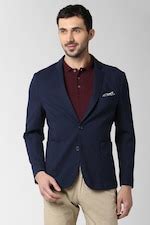 Buy Men Blue Solid Formal Blazer Online - 340372 | Peter England