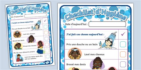 Checklist d'Hygiène (teacher made) - Twinkl