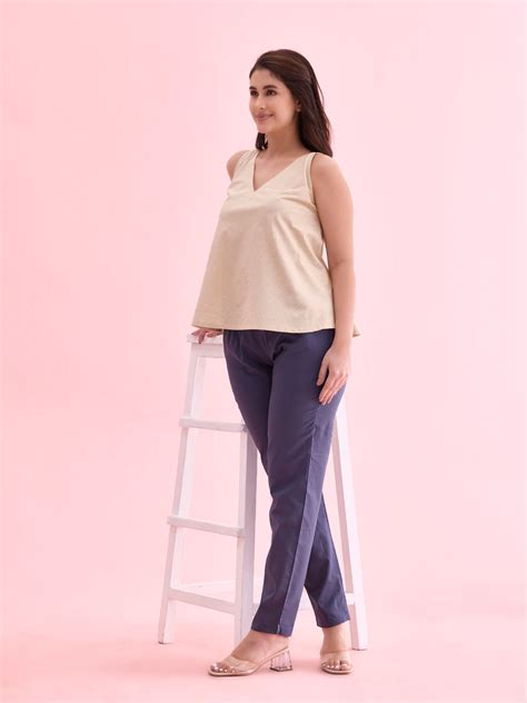 Jeans Blue Cotton Cambric Cotton Pants – Go Colors India