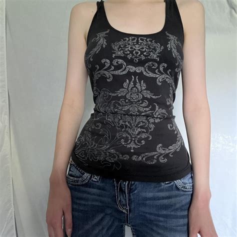 Express Womens Black Vest Express Vintage Ribbed... - Depop