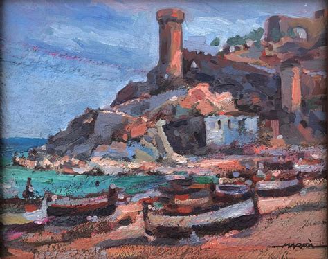 Josep Marfa Guarro - Tossa de mar spanish seascape original oil on ...