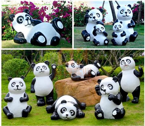 公园大熊猫雕塑，玻璃钢动物雕塑 - 卓景雕塑公司