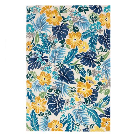 Santa Monica Blue Floral Indoor and Outdoor Area Rug 7x10 | At Home