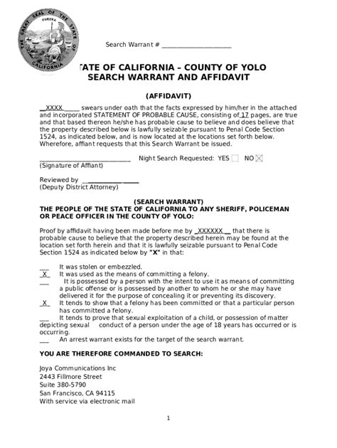 Search Warrant #: Fill out & sign online | DocHub
