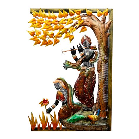 Lord Krishna Playing Flute Under Tree with Radha Ji Handcrafted Iron ...