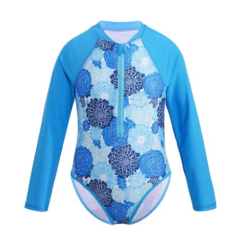 MSemis Kids Girl Long Sleeve Rash Guard Rashguard Swimsuit with UPF 50 ...