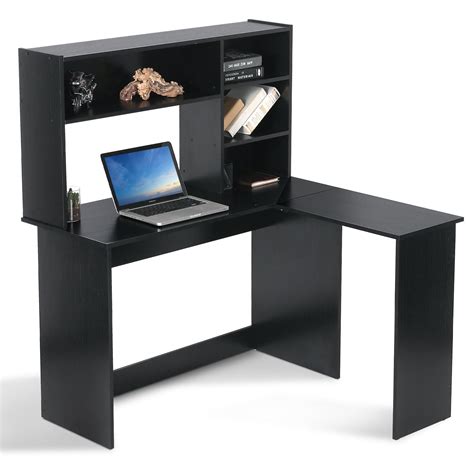 Buy Ivinta Furniture L-Shaped Desk with Hutch, Black Oak Online at ...