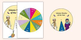 Islamic Months Spinning Wheel Colouring Activity - Twinkl