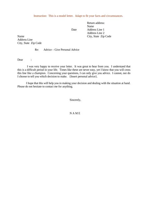 Personal Advice Letter - Fill Out, Sign & Share Online | pdfFiller