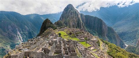 Panorama of the former capital of the Inca tribe, Machu Picchu in Peru ...