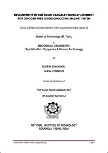 Development of ccr based variable temperature insert for cryogen free ...