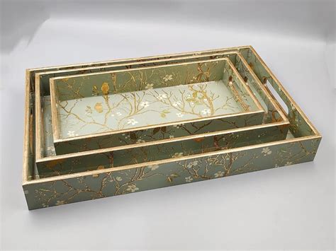 InArtisen Mdf Wood Tray Set Of 3 Rectangular Serving Trays,Mdf Wooden ...