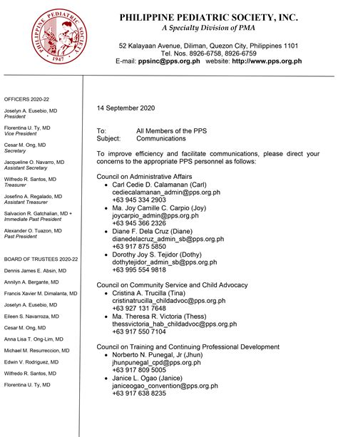PPS Staff Contact Details – Philippine Pediatric Society, Inc.