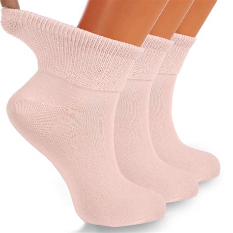 Women's Cotton Diabetic Ankle Socks Loose Wide Seamless Toe Non Binding ...
