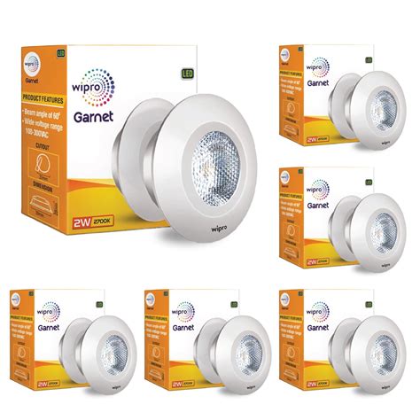 wipro Polycarbonate Garnet 2W GU10 Led Integrated Spotlight|Cool White ...
