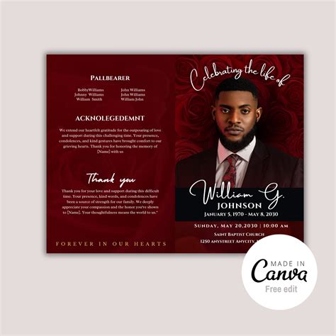 Image result for Male Funeral Program