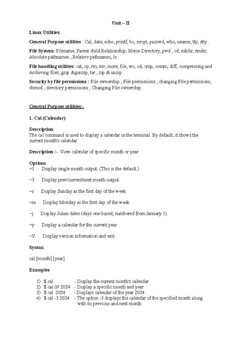 Linux 2 - Nothing - Unit – II Linux Utilities: General Purpose ...