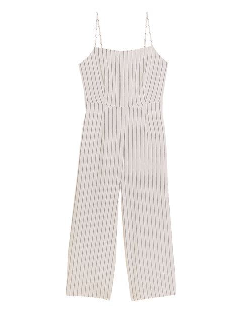 Buy Linen Rich Striped Square Neck Jumpsuit at Marks & Spencer