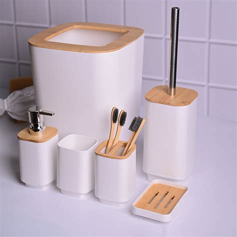 Market99 Bathroom - Stylish White Bathroom Set 6 Pcs Bath Accessories ...