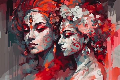 Divine Love in Shades of Red and White: A Contemporary Art Print of Ra