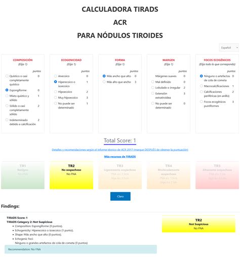 Radiologia en Internet: Calculadora TI-RADS