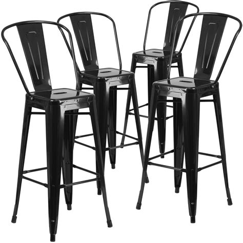 Emma and Oliver Commercial Grade 4 Pack 30" High Metal Indoor-Outdoor ...