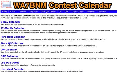 WA7BNM Contest Calendar - Ham Radio Contest Calendars | The DXZone