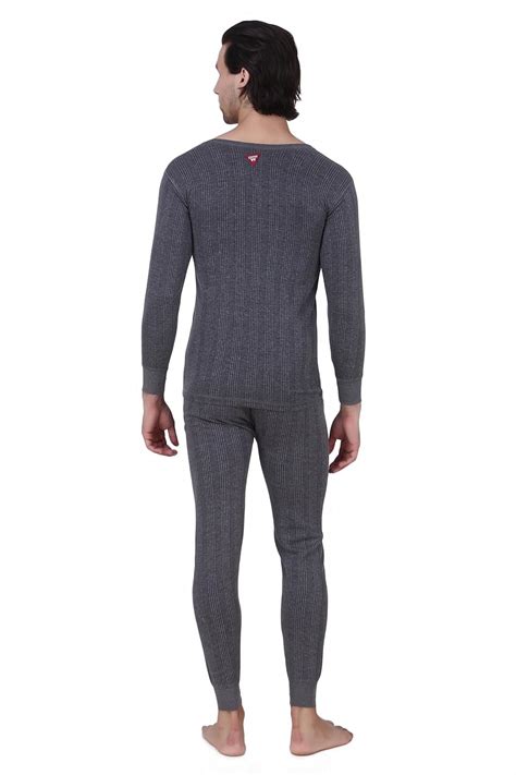 Buy HAP Men's Quilted Thermal Set : Round Neck Top + Trouser (Dark Grey ...