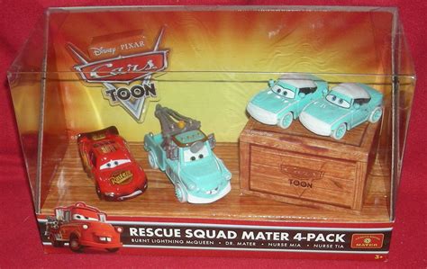 Disney Pixar Cars Toon Rescue Squad Mater 4 Pack Burnt | Desertcart GB