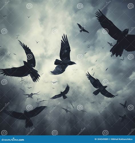 Large flock of crows stock image. Image of wings, nature - 304549889