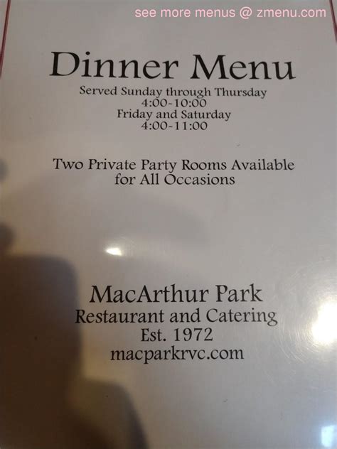Online Menu of MacArthur Park Restaurant Restaurant, Rockville Centre ...