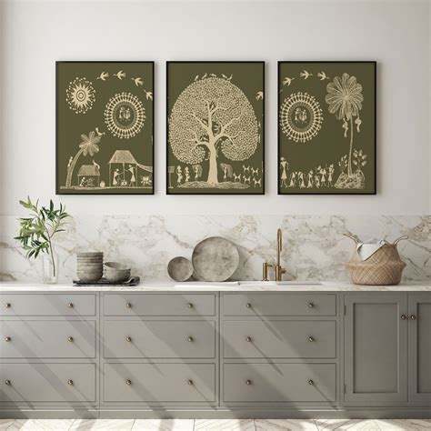 Set of 3 Traditional Warli Art Paintings Indian Wall Decor. – Dessine Art